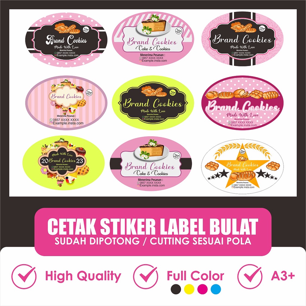 

cetak stiker label custom bebas desain + stiker makanan + stiker minuman + stiker kemasan + stiker oval