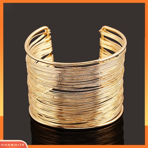 {oneworld} Fashion Wanita Multilayer Metal Wires Strings Open Bangle Lebar Manset Gelang