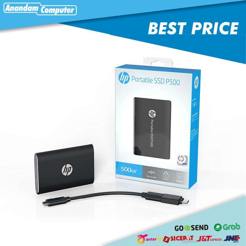 HP SSD P500 Portable SSD 250GB External Garansi Resmi 3th - Black - SSD Only