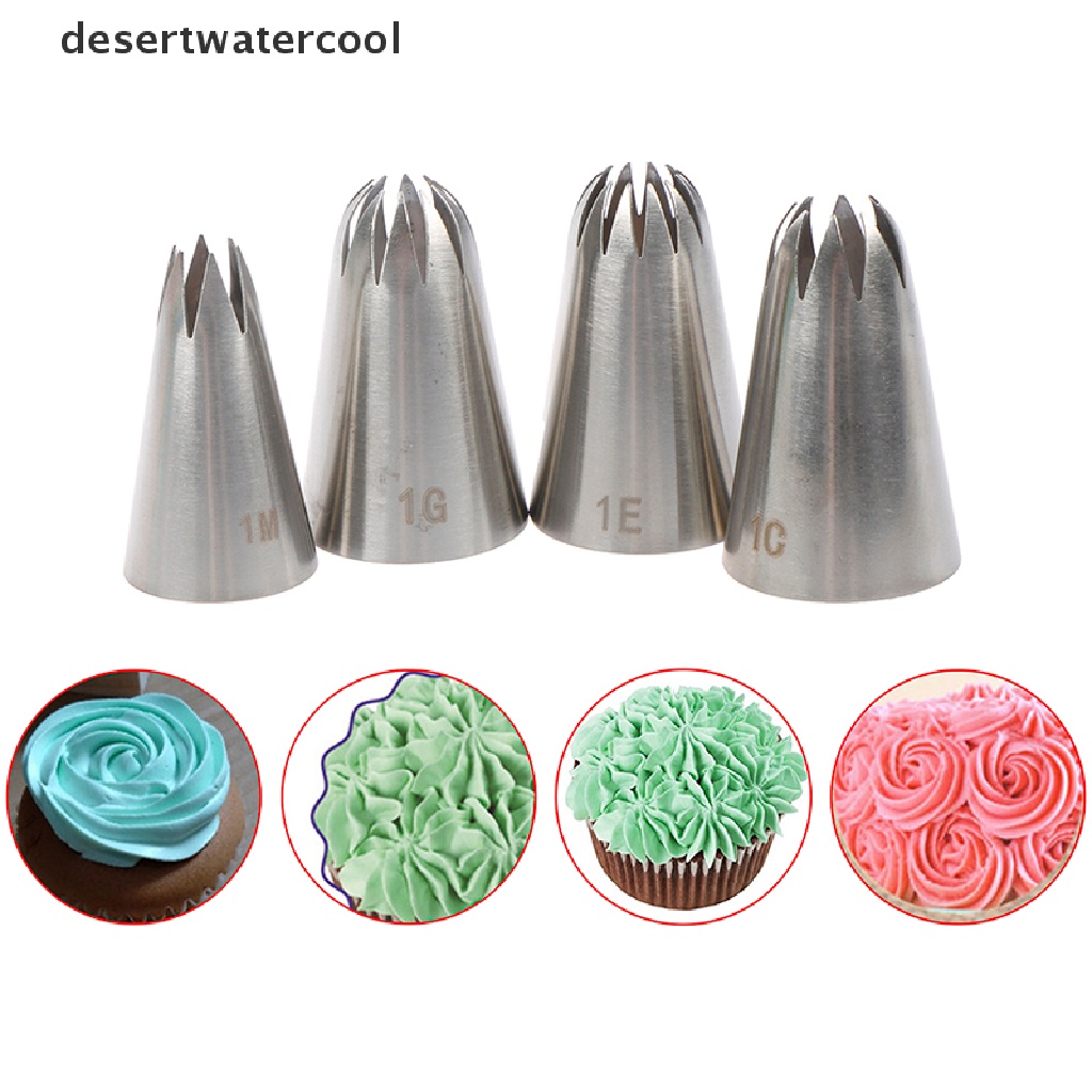 Deid 4pcs Nozzle Piping Icing Untuk Decorag Kue Baking Cookie Cupcake #1m#1c#1e#1g Martijn