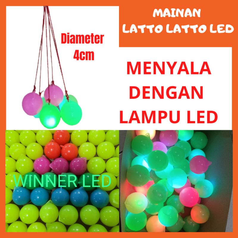 Mainan Latto Latto Menyala LED Winner Lato Lato Etek Etek Tok Tok menyala LED