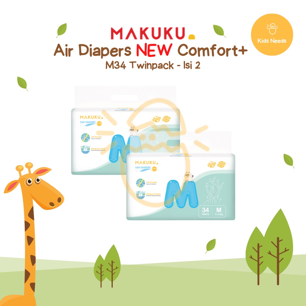 [ISI 2] MAKUKU SAP DIAPERS NEW COMFORT+ PANTS / TAPE (NB, S , M , L , XL , XXL) - Popok Bayi