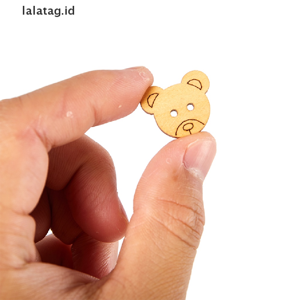 [lalatag] 50pcs Kancing Natural Teddy Bear Ch Kancing Jahit Kayu Buttons [ID]