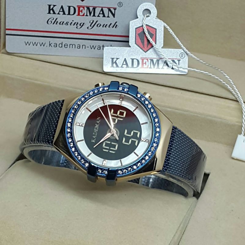 Jam tangan permata kademan wanita rantai pasir DT K7024 water resistend Analog-Digital