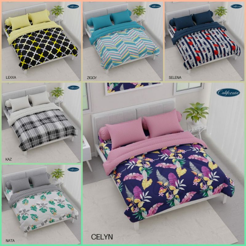 Bedcover California satu set UK 180x200 / Bed Cover California Karet/fitted