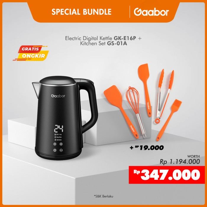 Tek Bundle Hemat Gaabor Teko Listrik Digital & Alat Masak Silikon