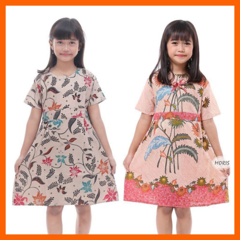 DRESS BATIK ANAK PEREMPUAN BAJU BATIK ANAK WANITA USIA 2-12TAHUN SERAGAM SEKOLAH SERAGAM BAJU ULANGTAHUN BAJU BATIK ANAK TRANDY