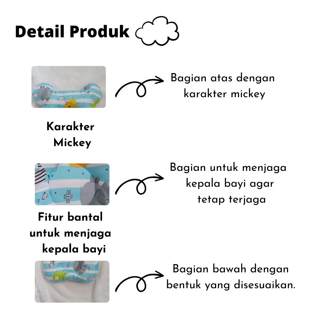 Bantal Anti Peyang Karakter Mickey | Bantal Pelindung Bayi | Bantal Bayi