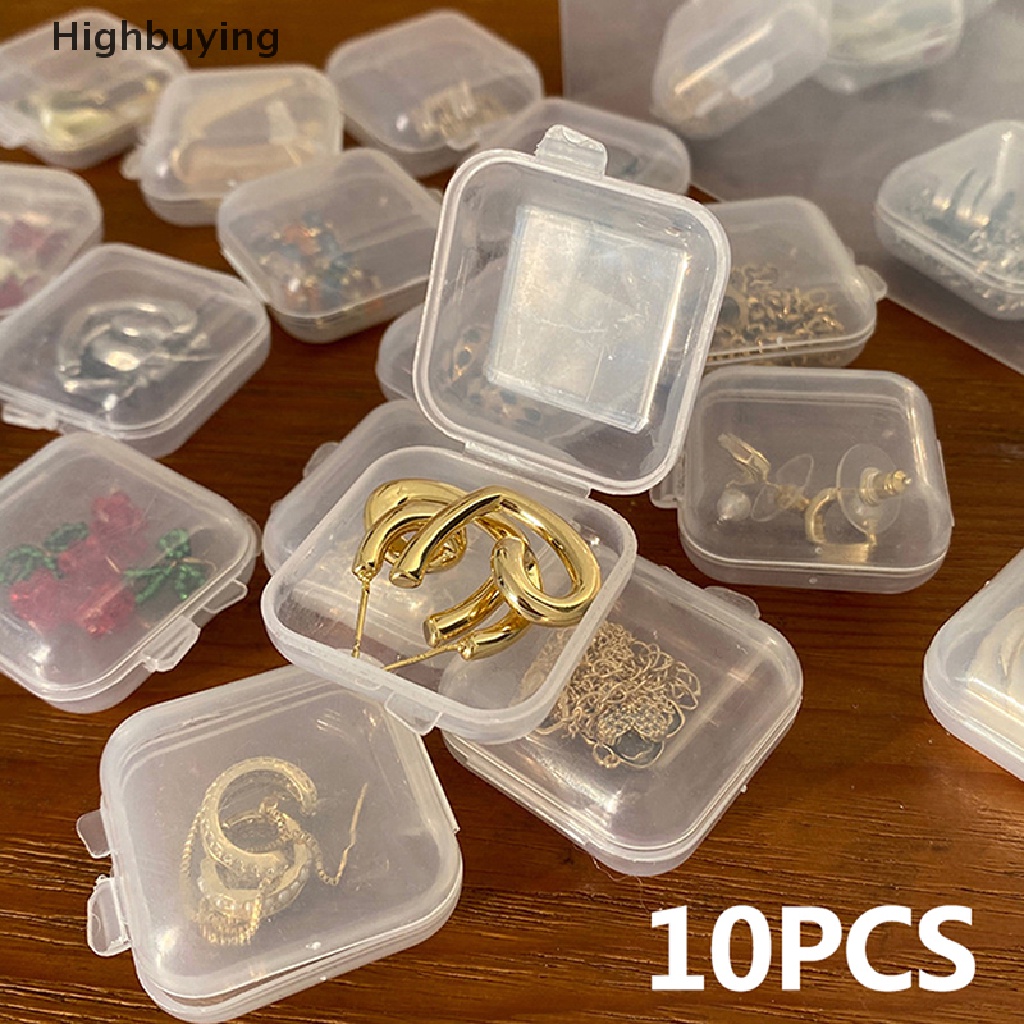 Hbid 10Pcs Square Transparan Jewelry Storage Case Anti-Oksidasi Wadah Kotak Penyimpanan Jewelry Organizer Untuk Anting Cincin Kalung Gelang Glory