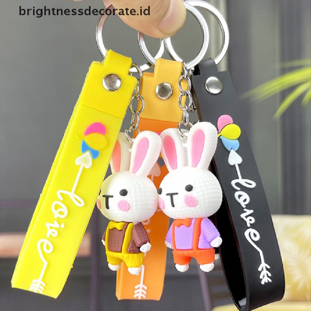 [Birth] Lucu Kartun Anime Pink Rabbit Gantungan Kunci Untuk Wanita Fashion Tas Liontin Kunci Mobil Cincin Pasangan Kekasih Hadiah [ID]