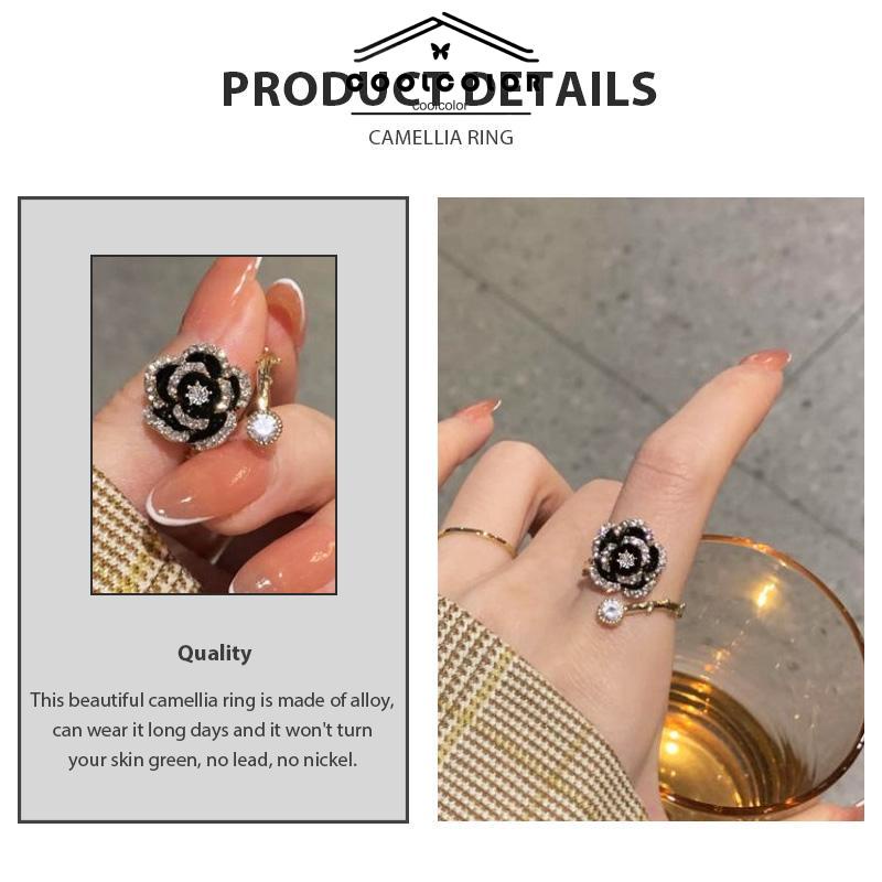 COD❤️Cincin Diamond Korea Mountain Camellia Ring Dapat Dipersiapkan Aksesori  Mewah Wanita Fashion Perhiasan