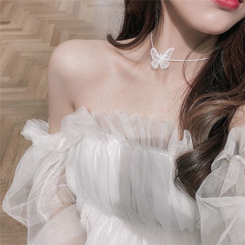 PROMO 2.2 KALUNG WANITA CHOKER TALI SIMPLE KUPU ELEGANT