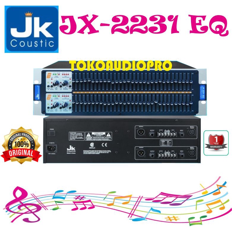 Equalizer JK Coustic JX2231 Dual 31 Band Stereo Graphic Equalizer Original jx-2231eq