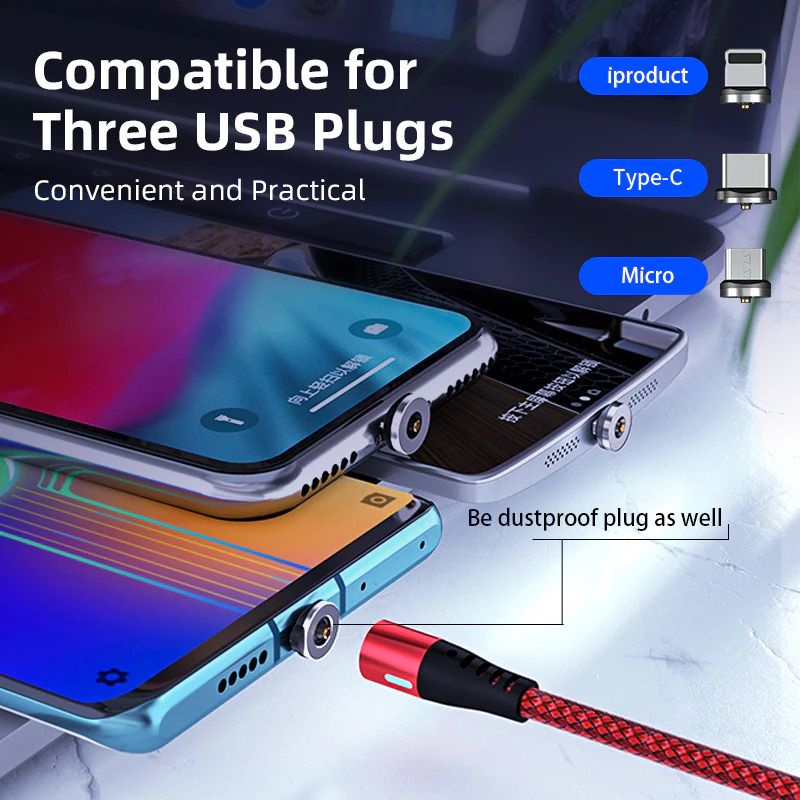 Kabel Charger Magnetik Type C dan Micro USB 100 cm