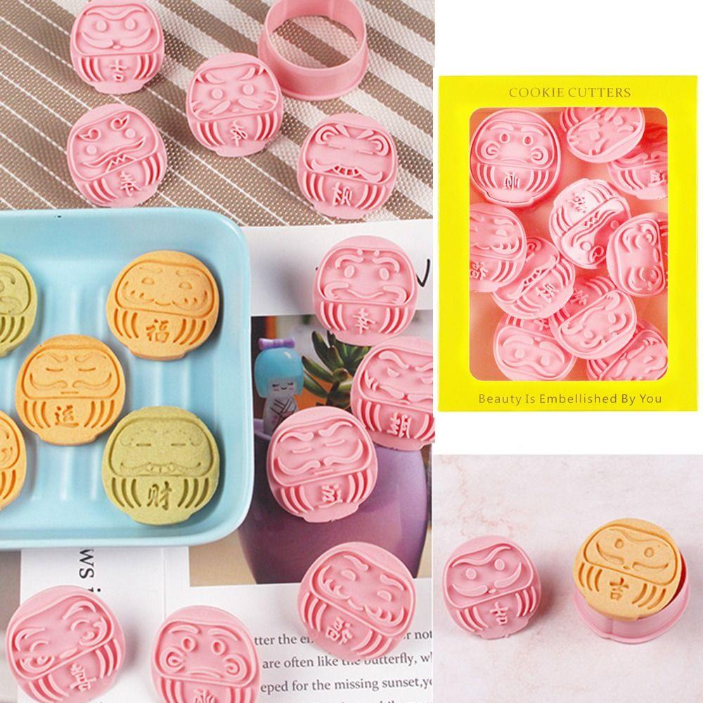 Solighter 10pcs/set Kue Kering Imlek Dekorasi Makanan Fondant Cookie Cutter Cetakan Kue Plastik Kebahagiaan Beruntung