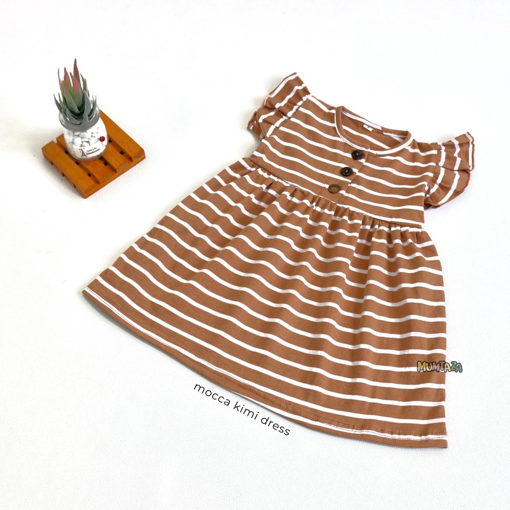 Baju Anak Perempuan Stripe Series Dress - Kaos Ruffle - Kaos Lengan Panjang
