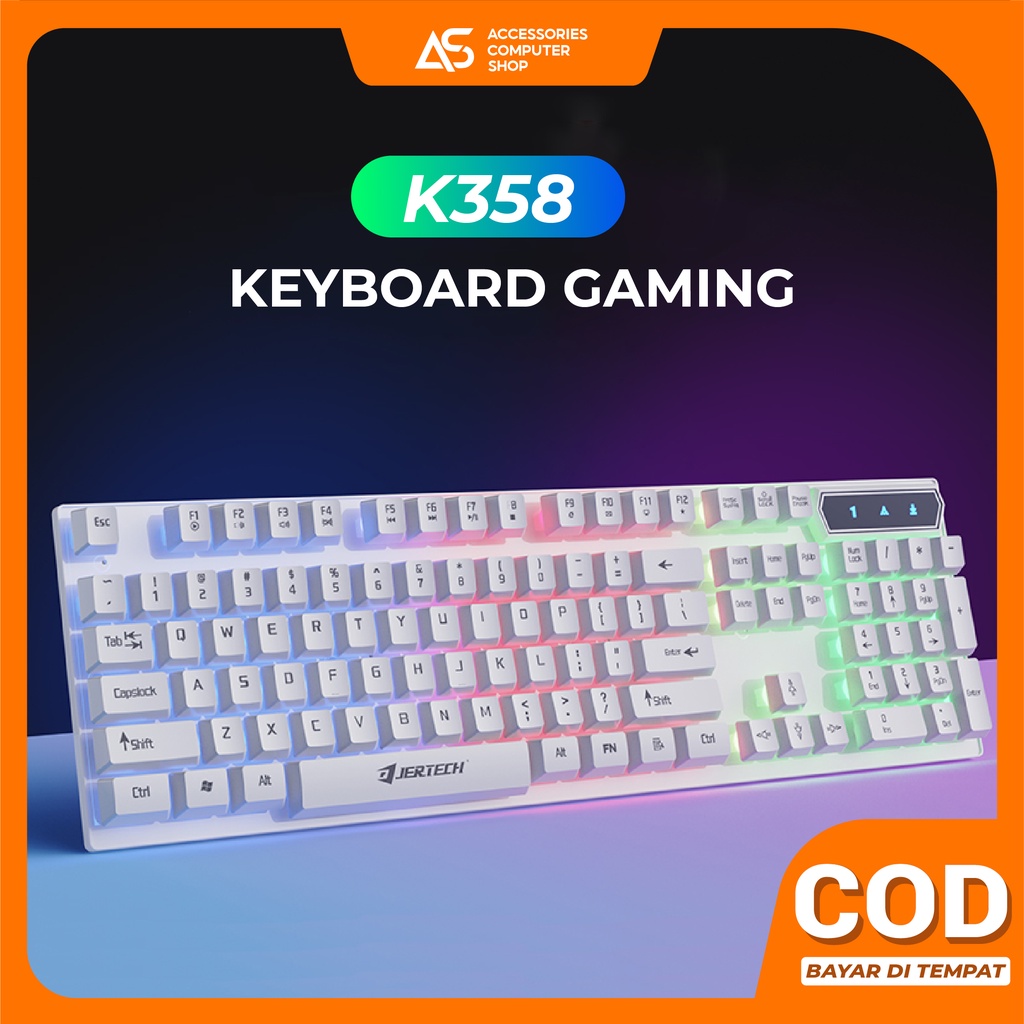 Keyboard Gaming Jertech K358 Lampu LED RGB Membrane Keyboard FULL SIZE