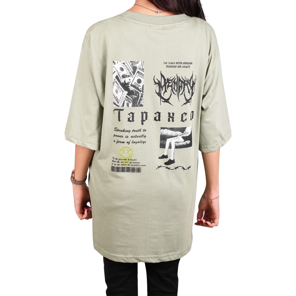 Kaos T-shirt Oversize Sage Green Kaos Pria Wanita