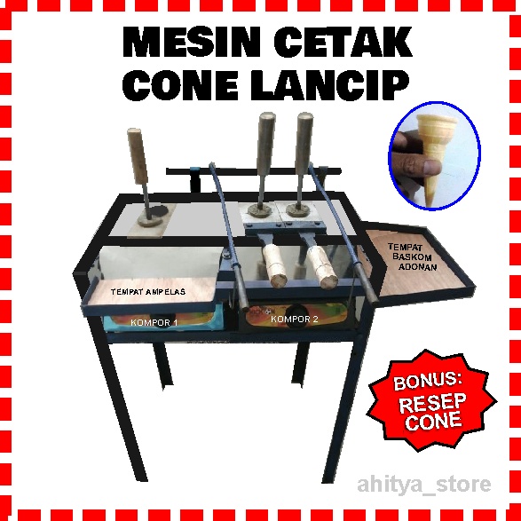 Mesin Cone Es Krim Mesin Pembuat Kerupuk Es Krim Cone Es Krim Lancip Diameter 3,3 cm Kondisi Second 