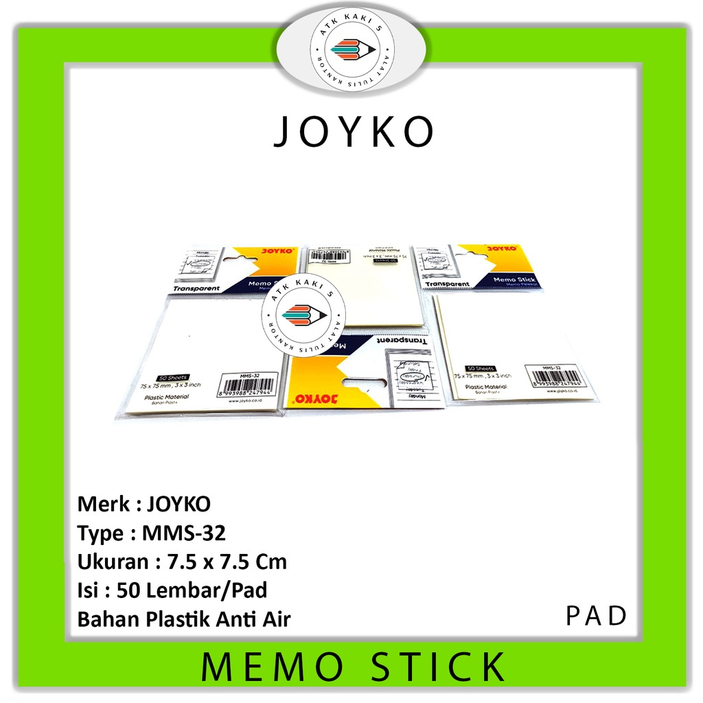 

JOYKO - Memo Stick MMS-32 Plastik Transparant - Pad