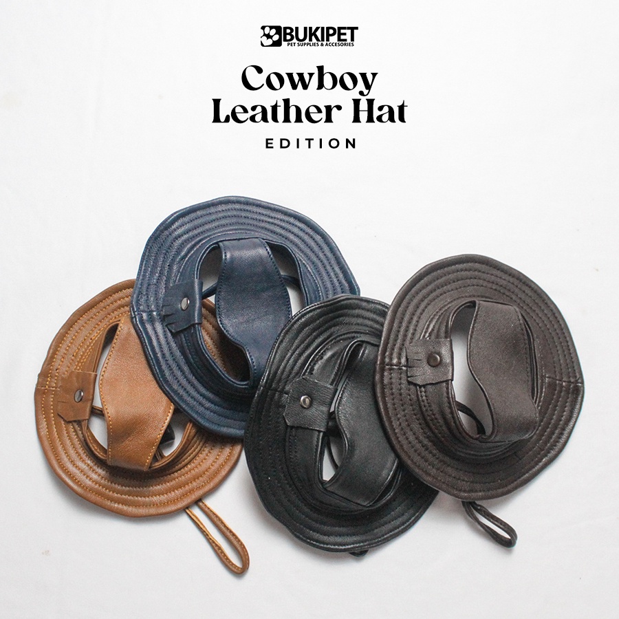 Topi Kucing dan Anjing Lucu Aksesoris Hewan - COWBOY LEATHER HAT