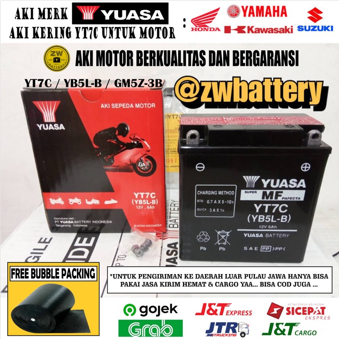 AKI MOTOR YUASA YT7C (YB5L-B) KERING UNTUK SUPRA, JUPITER Z, SMASH