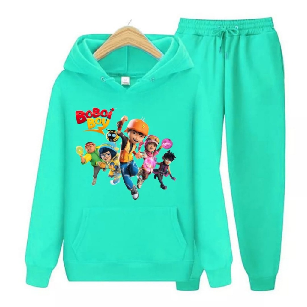 Hzl_outfit Setelan Sweater Hoodie Team Boboiboy Anak Laki Laki S.M.XL