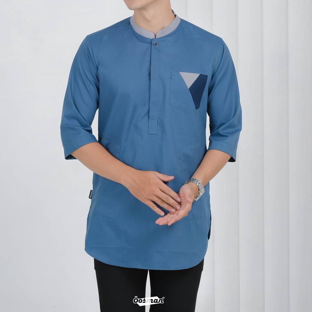 KOKO PRIA LENGAN 3/4 WARNA  ABU BLUE DENIM PUTIH HITAM MUSTARD