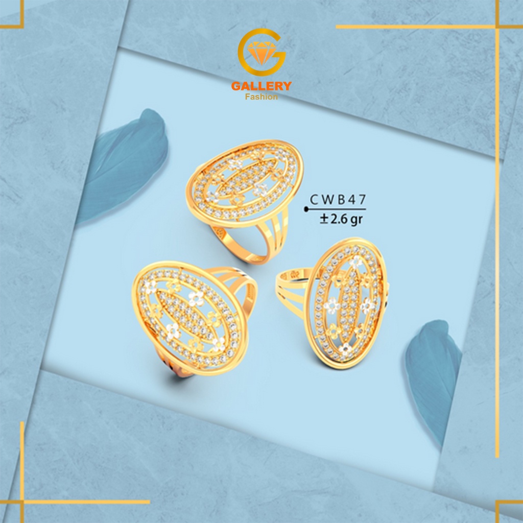 CINCIN EMAS ASLI KADAR 300/6 KARAT DAN 375/8 KARAT KODE CWB 47 CINCIN WANITA BESAR EMAS MODEL OVAL
