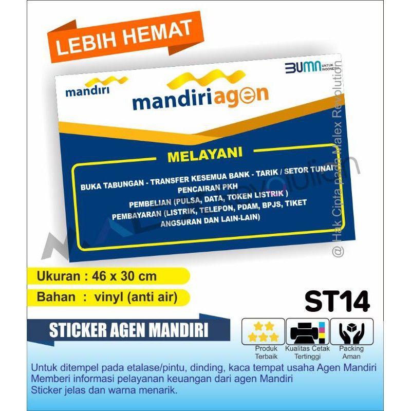 STIKER CUSTOM NAMA AGEN BRILINK AGEN MANDIRI AGEN BNI