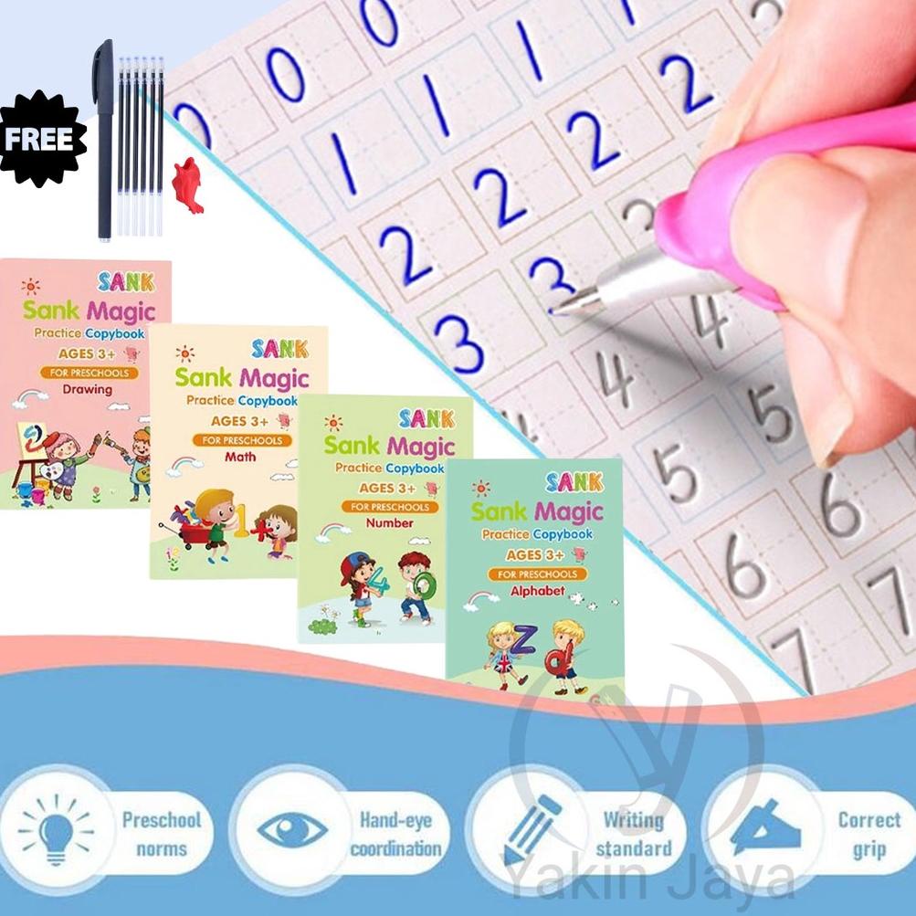 

[PRODUK EGHLL] Sank Magic 4 set Magic Practice Book / Buku Edukasi 3D Belajar Pintar Menulis TK 7MY