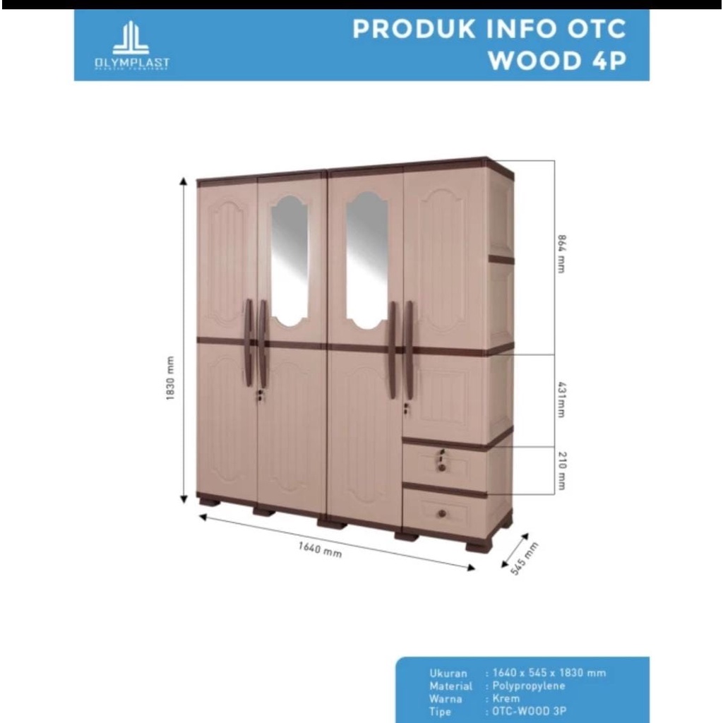 LEMARI PAKAIAN OLYMPLAST OTC WOOD 4P