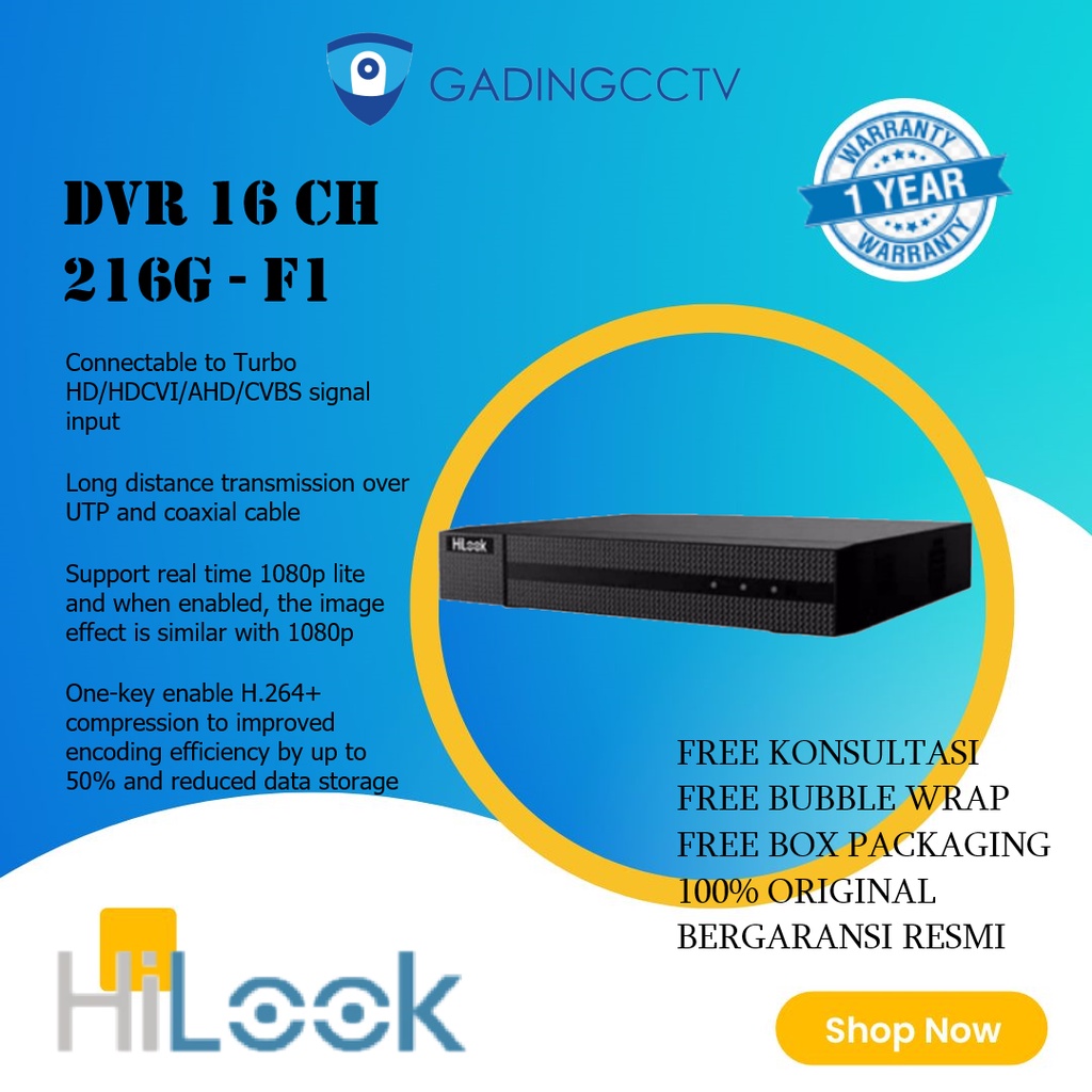 HILOOK DVR CCTV 16 Channel 1080p DVR-216G-F1