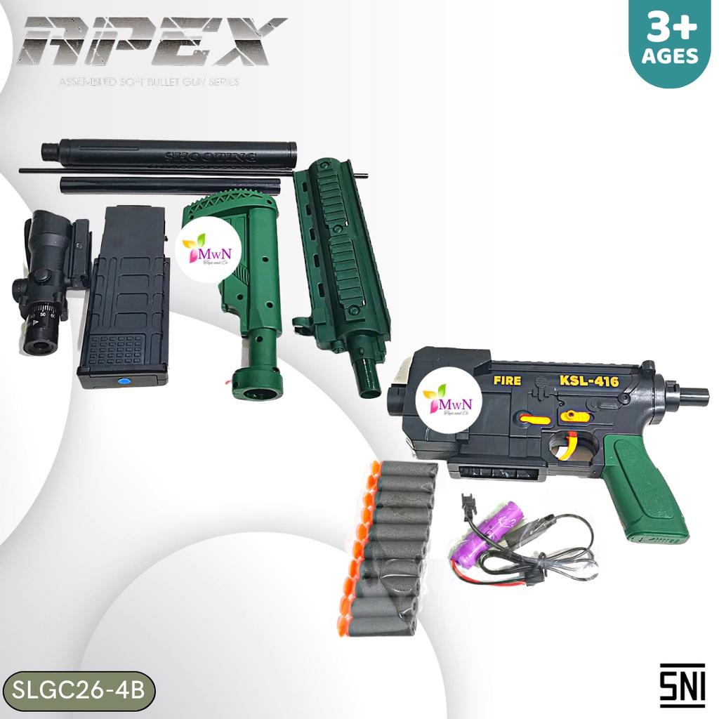 MWN Mainan Anak Tembakan Sniper Apex Softbullet Gun No.SLGC26-4B