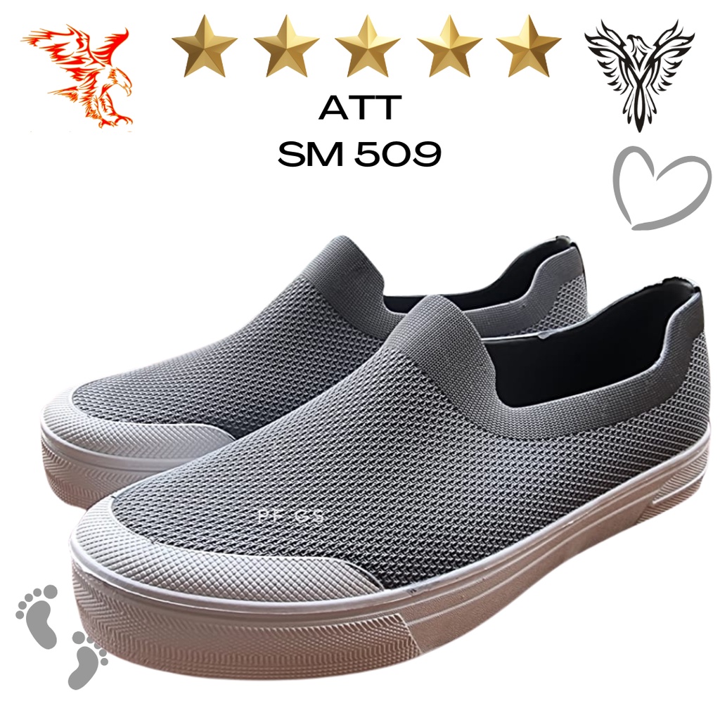 Sepatu Slip On Pria ATT SM 509 Karet Anti Air Lentur Trendy 39-43