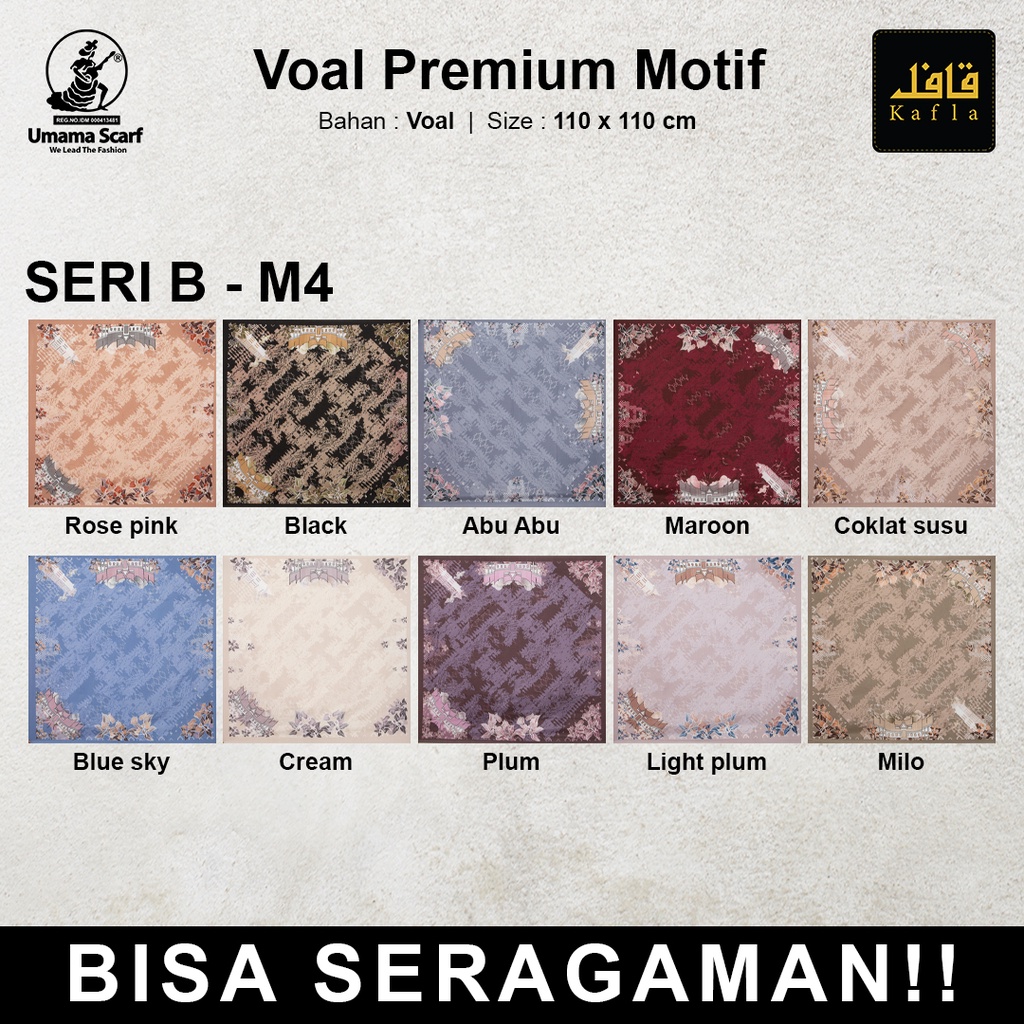 Hijab/Kerudung Segiempat Denay Umama Voal Premium Motif  Laser Cut Original By Umama Scarf 110x110cm - Motif B