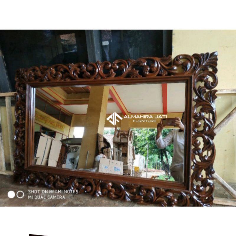 PROMO FIGURA CERMIN JATI UKIR JEPARA || KACA KAYU JATI UKIRA KRAWANGAN || KACA MEJA HIAS UKIR