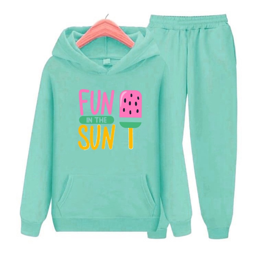 Setelan Anak Fun The Sun  Sweater Hoodie Size S, M , XL, XXL