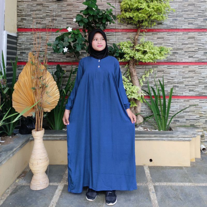 Daster Anak Polos Panjang Umur 11- 15 tahun Rayon Super Dress Remaja Kekinian Termurah