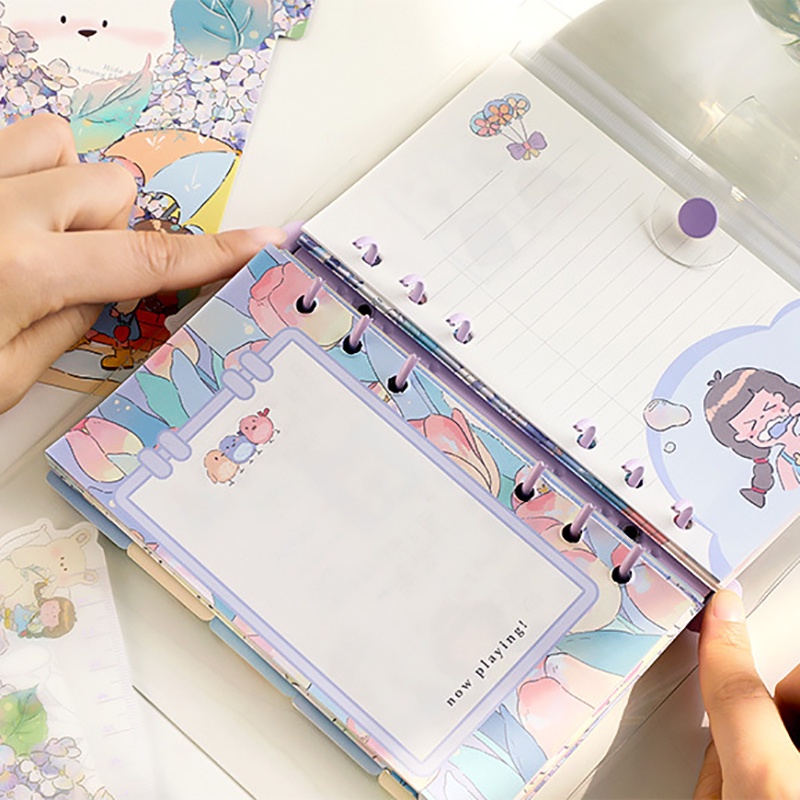 Cute A6 Binder Notebook Gift Box Dengan Stiker Bunga Post-it Notes Bookmark Berbagai Aksesoris Alat Tulis Untuk Teman Gift Set