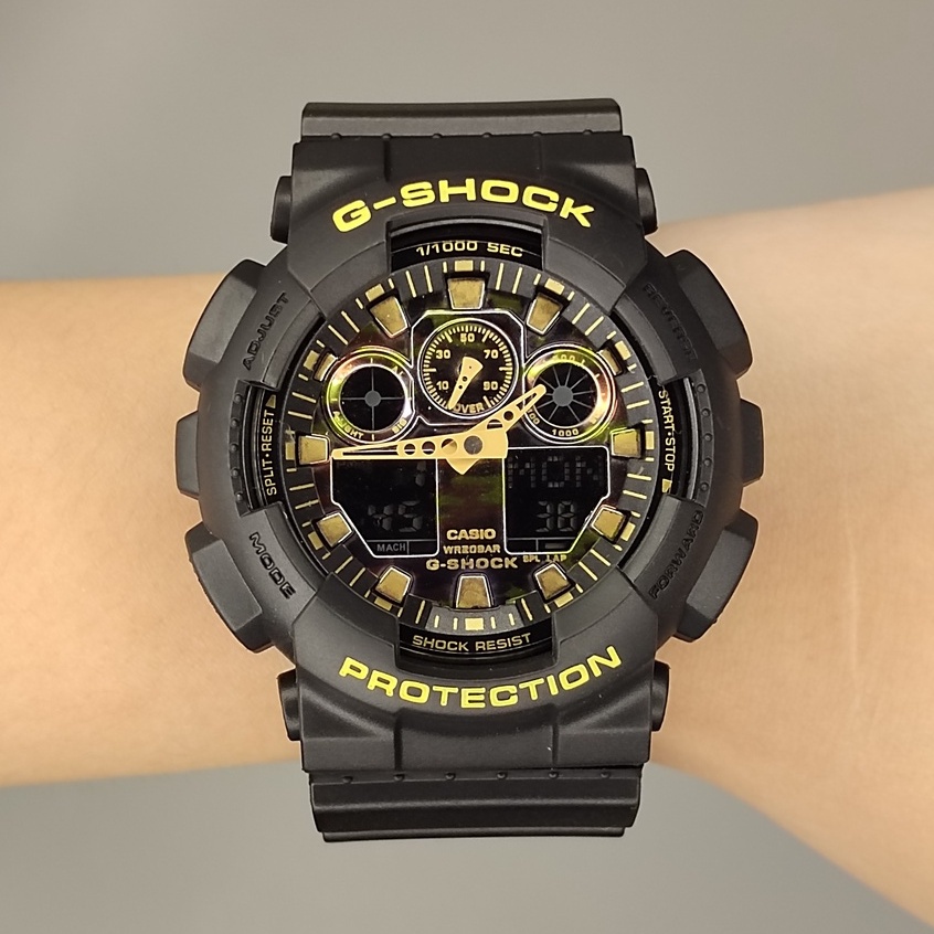 G-Shock Casio Jam Tangan Pria GShock Camo GA-100CF-1A9 Military Autolight Fullset