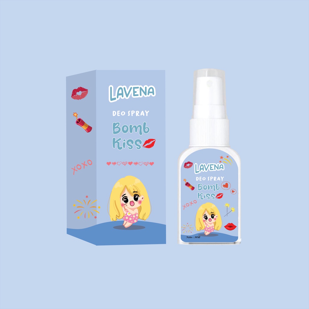 nuz - Lavena deodorant deo spray BOMB KISS pewangi badan parfum badan murah wewangian bpom original