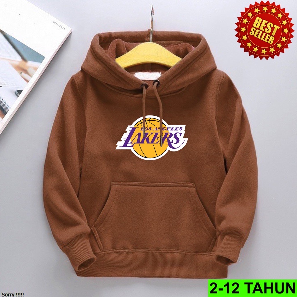 LAKERS Jumper Hoodie Anak  II Jaket Hoodie Anak Viral Bahan Fleece Size M - XL ( Laki Laki &amp; Peremepuan )