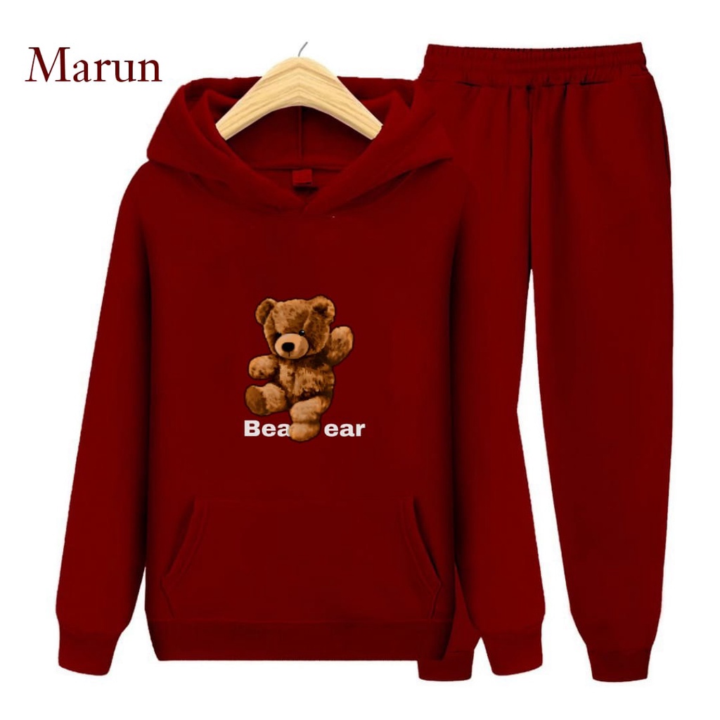 Hzl_outfit Setelan Sweater Hoodie Anak Bear/ Sweater Hoodie Setelan Anak Anak S.M.XL