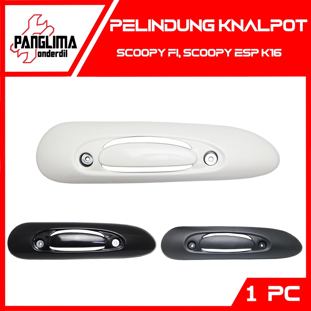 Pelindung Knalpot Scoopy FI 2012-2013 &amp; Scoopy eSP K16 2015-2017 Hitam Doff Dop Putih Cover Tutup Penutup Tameng Kenalpot Muffler Exhaust