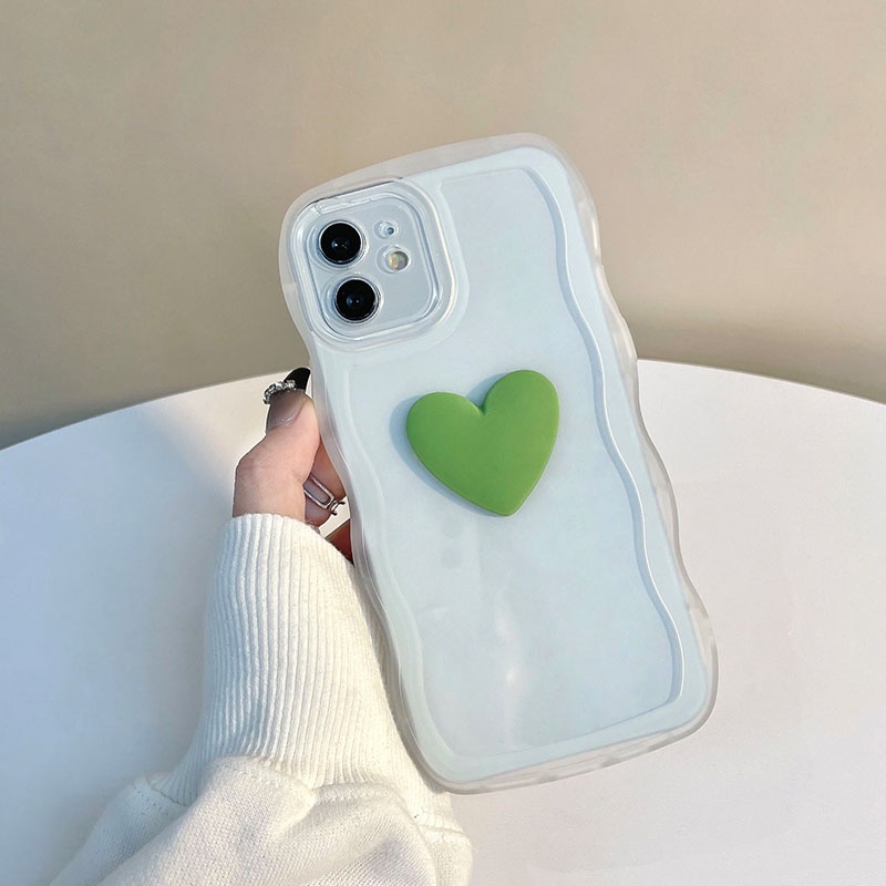 soft Case Silikon Transparan Motif Hati Untuk iPhone 11 12 13 14 Pro Max XS Max XR 7 8 Plus