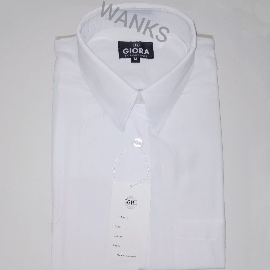 kemeja Kemeja polos baju fashion pria lengan pendek putih dan hitam - Putih, S(F2G0) Kemeja Pria Dis