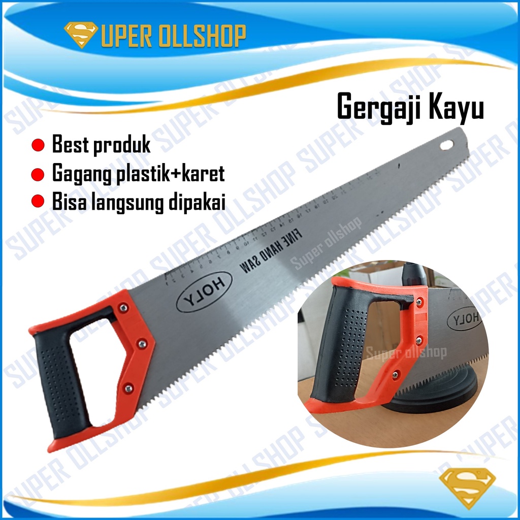 Gergaji Kayu Gagang Plastik Hand Saw Belah Potong Gorok Triplek 18 Inch