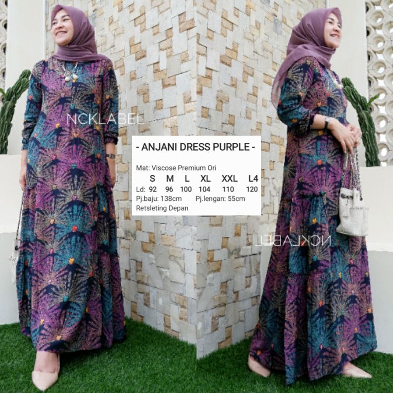 ANJANI DRESS ORI NCK LABEL VISCOSE PREMIUM GAMIS BUSUI SIZE S-L4