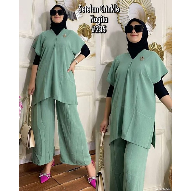 PAKAIAN SETELAN WANITA JUMBO LD 140 ATASAN WANITA DAN CELANA KULOT WANITA baju oversize dewasa Motif